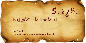 Sajgó Árpád névjegykártya